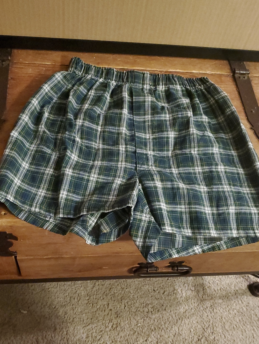 Kids Plaid Cotton Boxer Shorts - Green